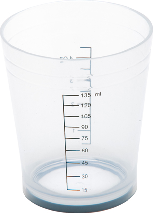 Dewal мерный стаканчик JPP064L белый,с резинкой на дне,135 мл.