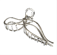 Заколка для волос "Крабик бант " серебристый большой  LT-9024