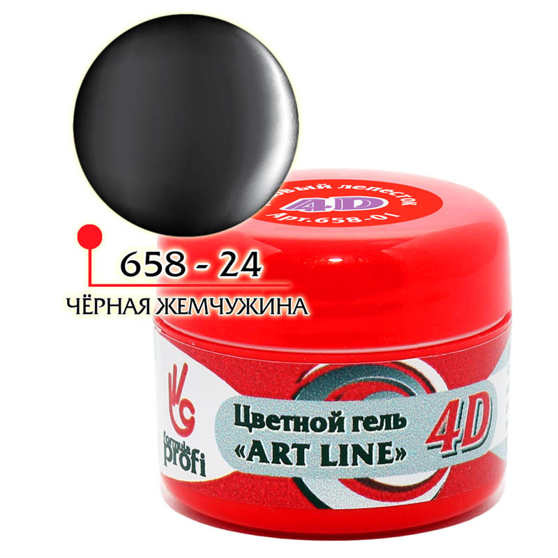 Цветной гель 4D "ART LINE" №24, цв. черная жемчужина 5 гр.
