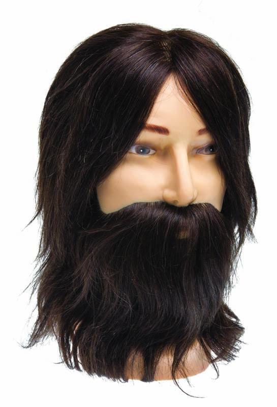 М-880BD-6 Манекен учебный муж."шатен" нат.волосы с усами и бородой 35см 