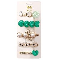 Набор заколок для волос "Бирюза с мишками" 5шт/уп   LT-9086