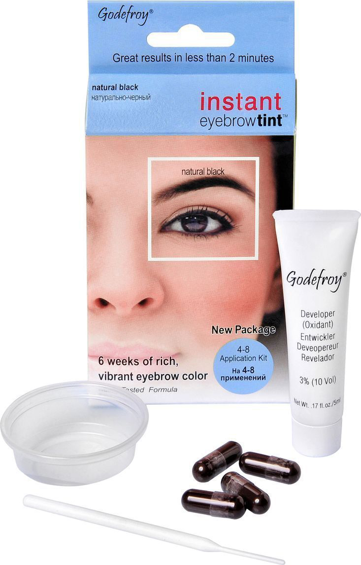 Godefroy Eyebrow Tint  Natural Black КРАСКА-ХНА (черная) 4 капсулы д/ресниц и бровей,набор