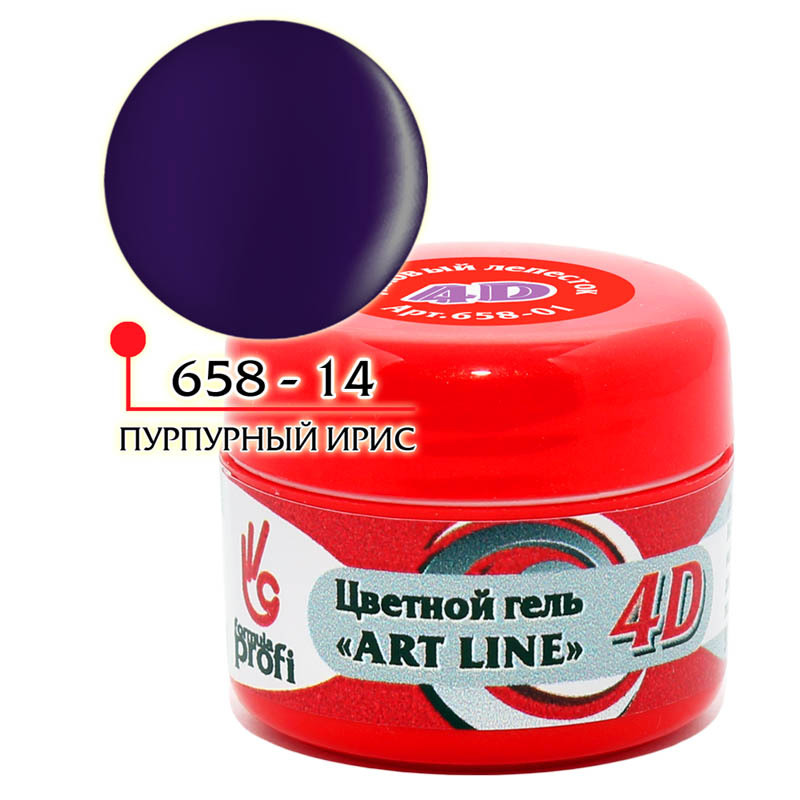 Цветной гель 4D "ART LINE" №14, цв. пурпурный ирис 5 гр.