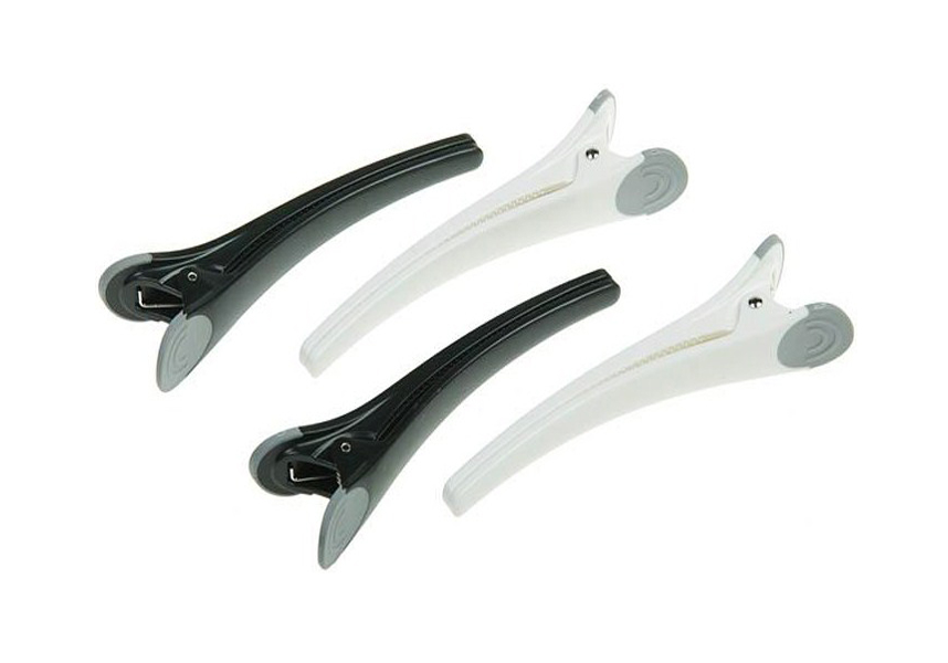 Dewal зажим JB0028 черно-белые с резиновой вставкой,11см