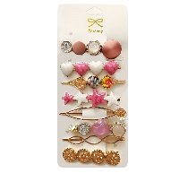 Набор заколок для волос "Розовый со звездами" 8шт/уп   LT-9094