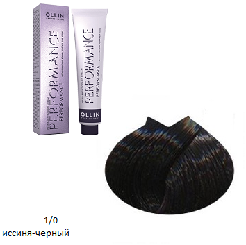 OLLIN PERFORMANCE 1/0 иссиня-черный 60мл,Перманентная крем-краска для волос