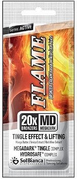 SolBianca Крем д/загара "Flame" 20*bronzer с Tingle эффектом,мас.манго,экс.арники и кр.виноград,15мл