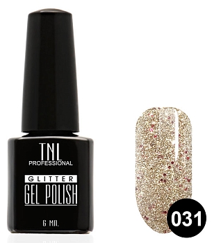 Гель-лак TNL - Glitter" №31 - Серебряный с малиновыми блестками (10 мл.)