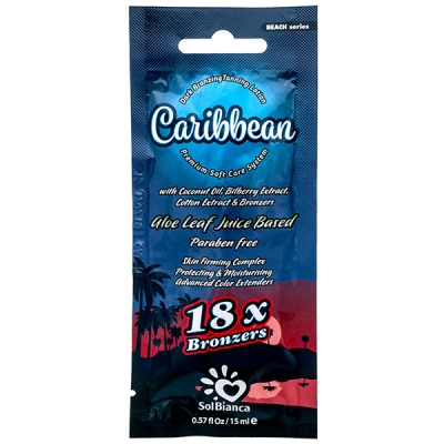 SolBianca Крем д/загара "Caribbean" с маслом кокоса, экстр. ягод черники и хлопка 18*bronzer ,15мл