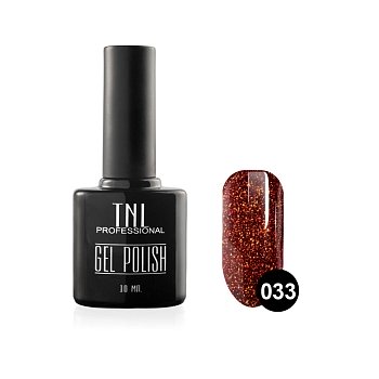 Цветной гель-лак TNL №033 - гранатовый с блестками (10 мл.) 