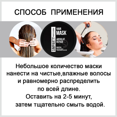 SIMPARTY Маска для волос с никотиновой кислотой  Absolute Repair 200мл
