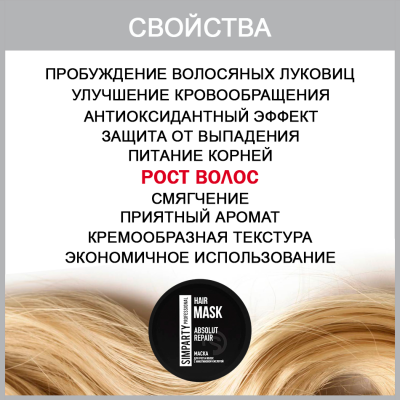 SIMPARTY Маска для волос с никотиновой кислотой  Absolute Repair 200мл