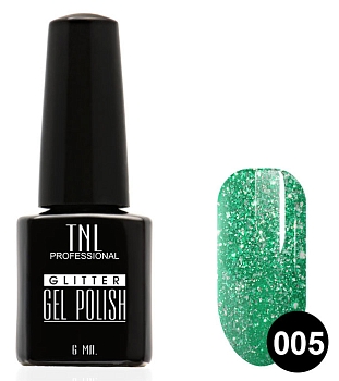 Гель-лак TNL - Glitter" №05 - Мятный (10 мл.)