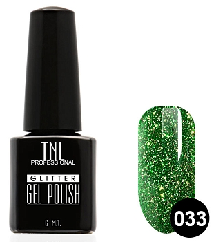 Гель-лак TNL - Glitter" №33 - Зеленый с мелким шиммером (10 мл.)