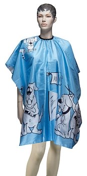 Dewal пеньюар АР90А23 "Собачки" детский,синий 95*120см,на крючках