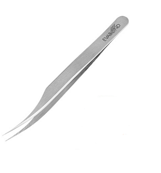 IRISK Пинцет для ресниц прямой с изгибом (ручная заточка)