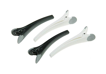 Dewal зажим JB0028 черно-белые с резиновой вставкой,11см