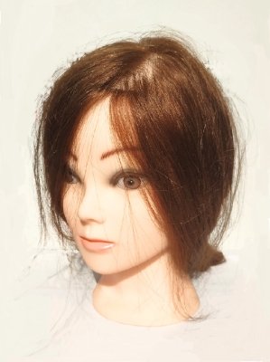 Манекен учебный натуральный волос медно-золотистый 40см